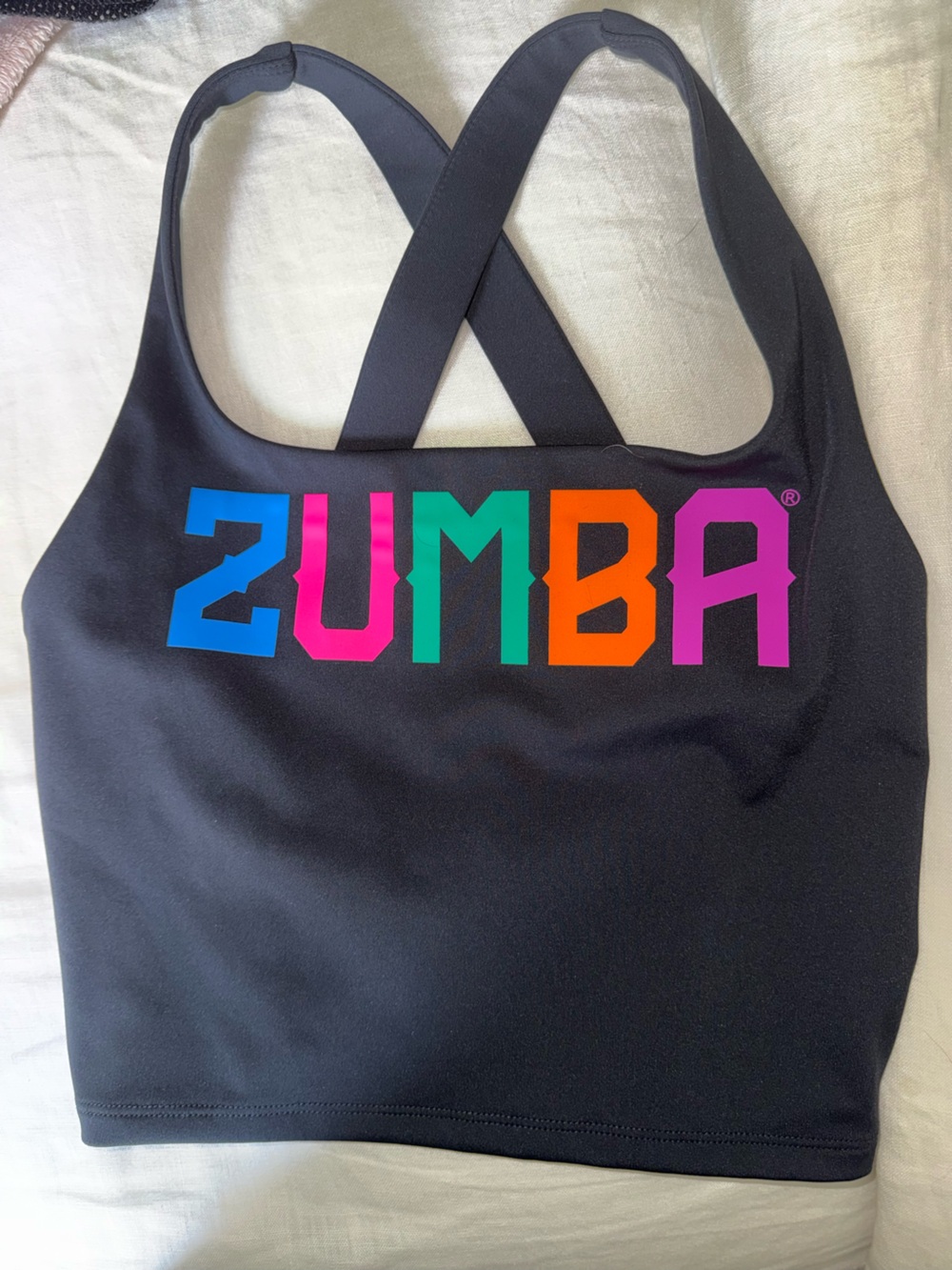 Zumba Fitness Black One-Piece Swim Tank with Multicolor Logo